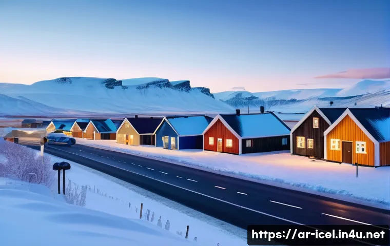 아이슬란드에서 발생한 유명 범죄 사건 - A serene Icelandic village scene during early evening, showcasing a close-knit community with tradit...